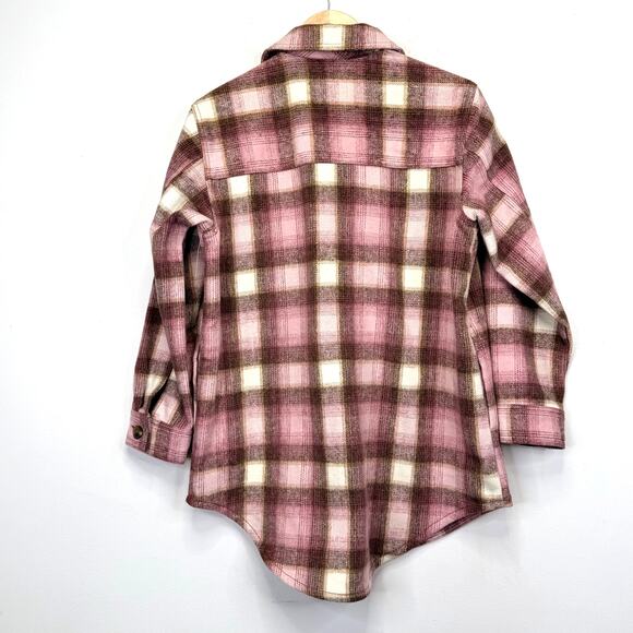 OLD NAVY Plaid Utility Shacket Pink Womens M Transitional Fall Flannel Jacket - Picture 5 of 11